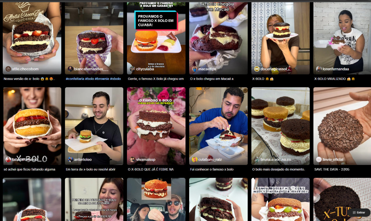 Dezenas de vídeos sobre X-Cake viralizando no TikTok